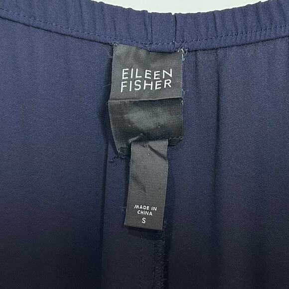 Eileen Fisher 100% Silk Navy Blue Flowy Pants Size S Minimalist - Picture 7 of 10